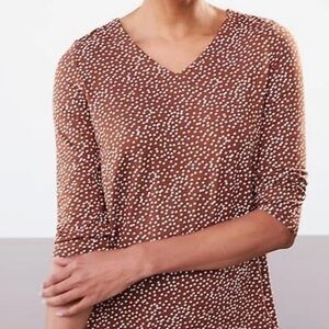 NEW J.JILL Womens polka dot V neck shirt Size:M